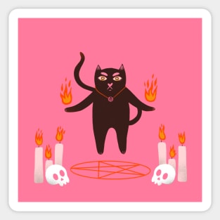 Cute halloween black cat witchcraft illustration Sticker